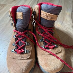 Columbia Tan Hiking Boots with Red Accents